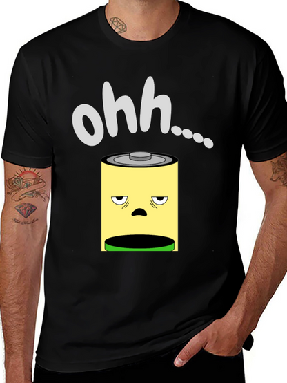 Camiseta Negra con Diseño de Batería Agotada
