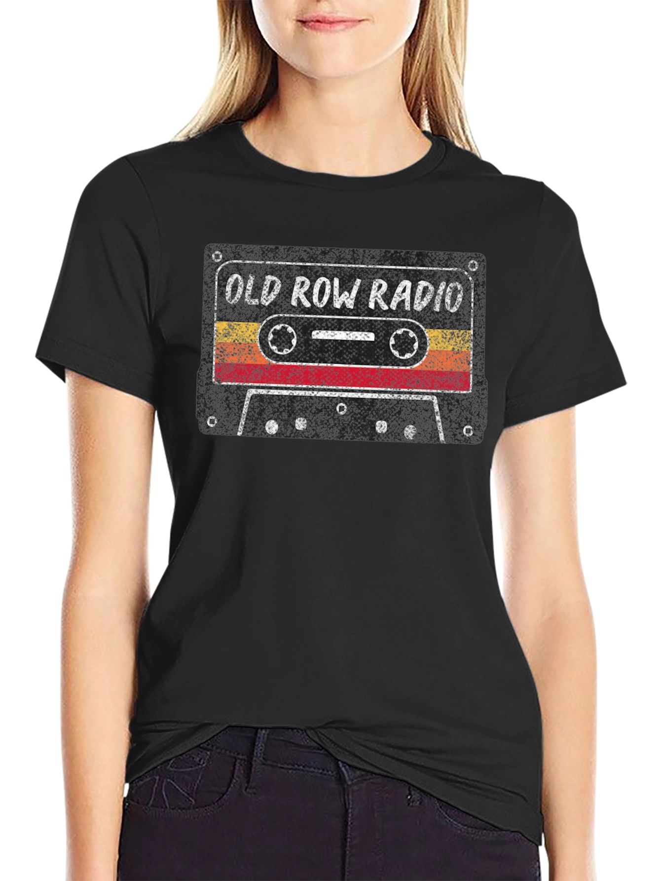 Camiseta Negra Old Row Radio Retro