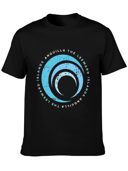 Camiseta Negra Unisex - Diseño Anguila Islas Leeward