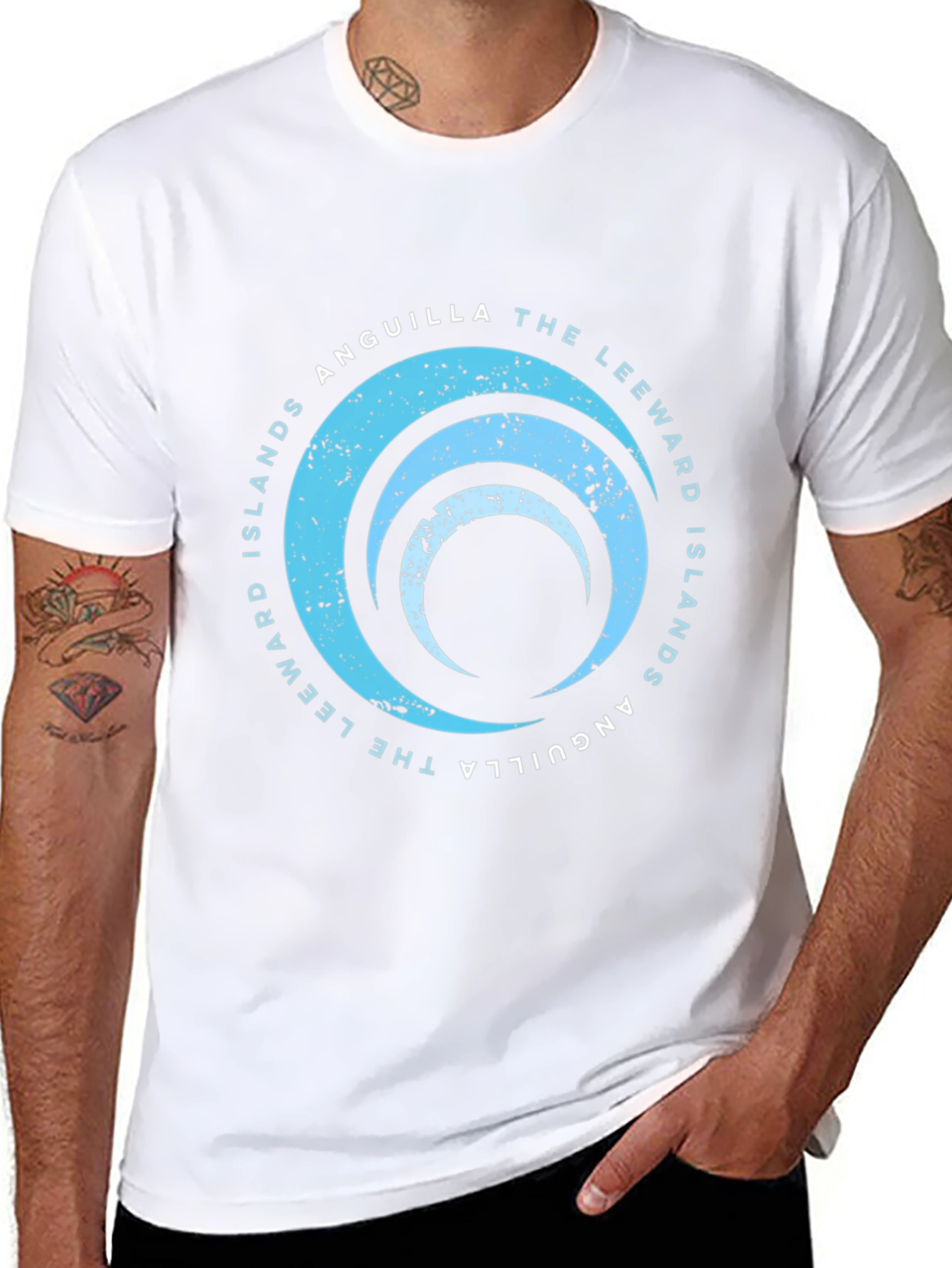 Camiseta Negra Unisex - Diseño Anguila Islas Leeward