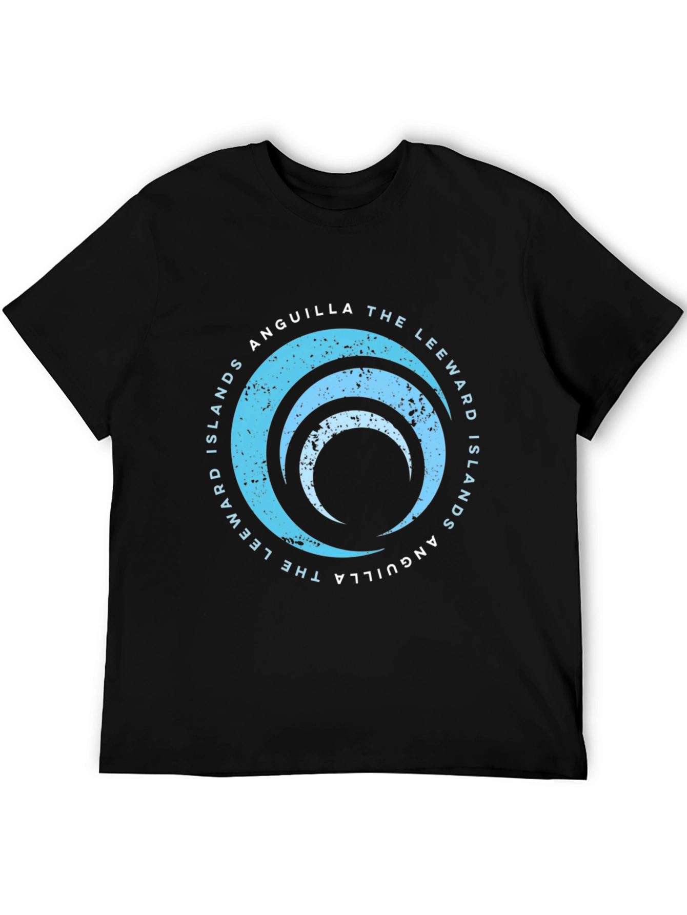 Camiseta Negra Unisex - Diseño Anguila Islas Leeward