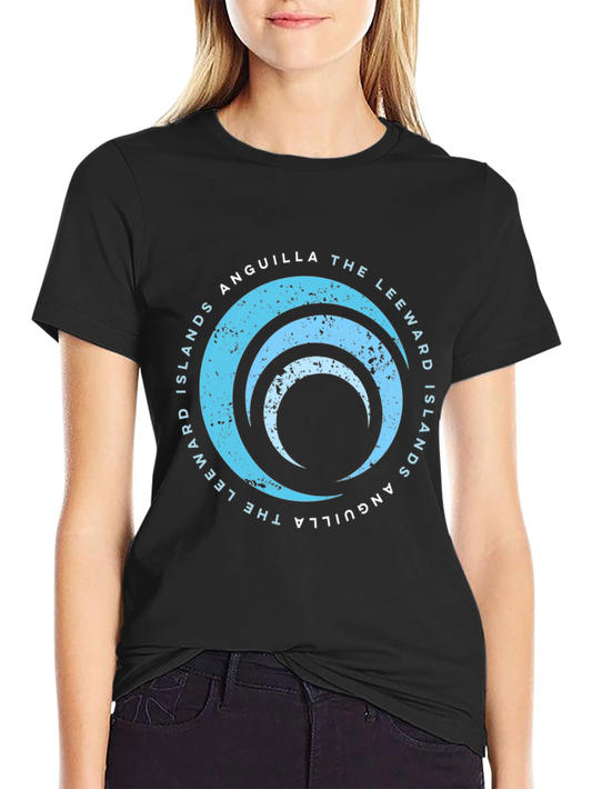 Camiseta Negra Unisex - Diseño Anguila Islas Leeward