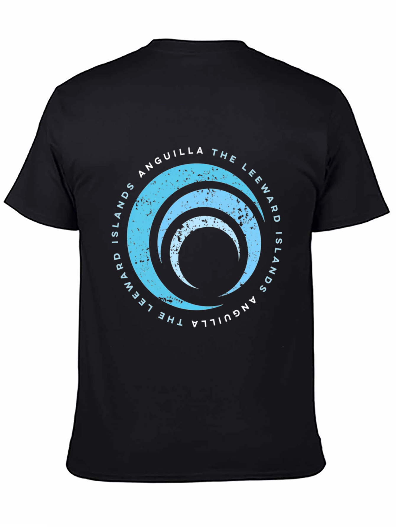 Camiseta Negra Unisex - Diseño Anguila Islas Leeward