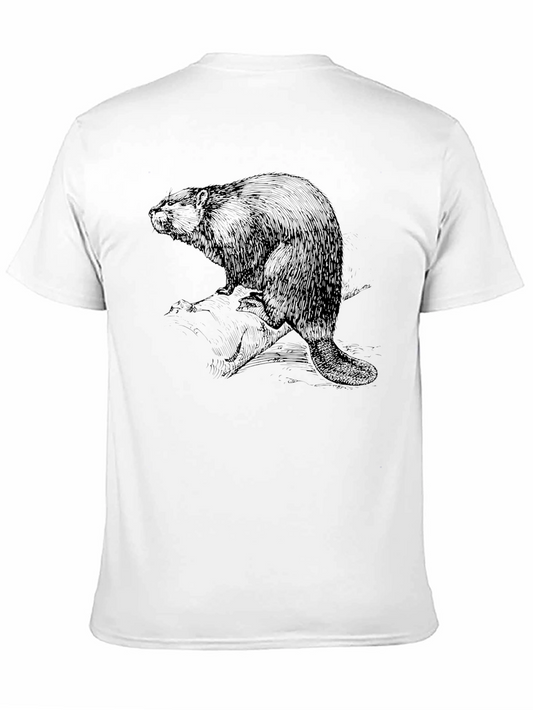 Camiseta Negra con Estampado de Castor Vintage