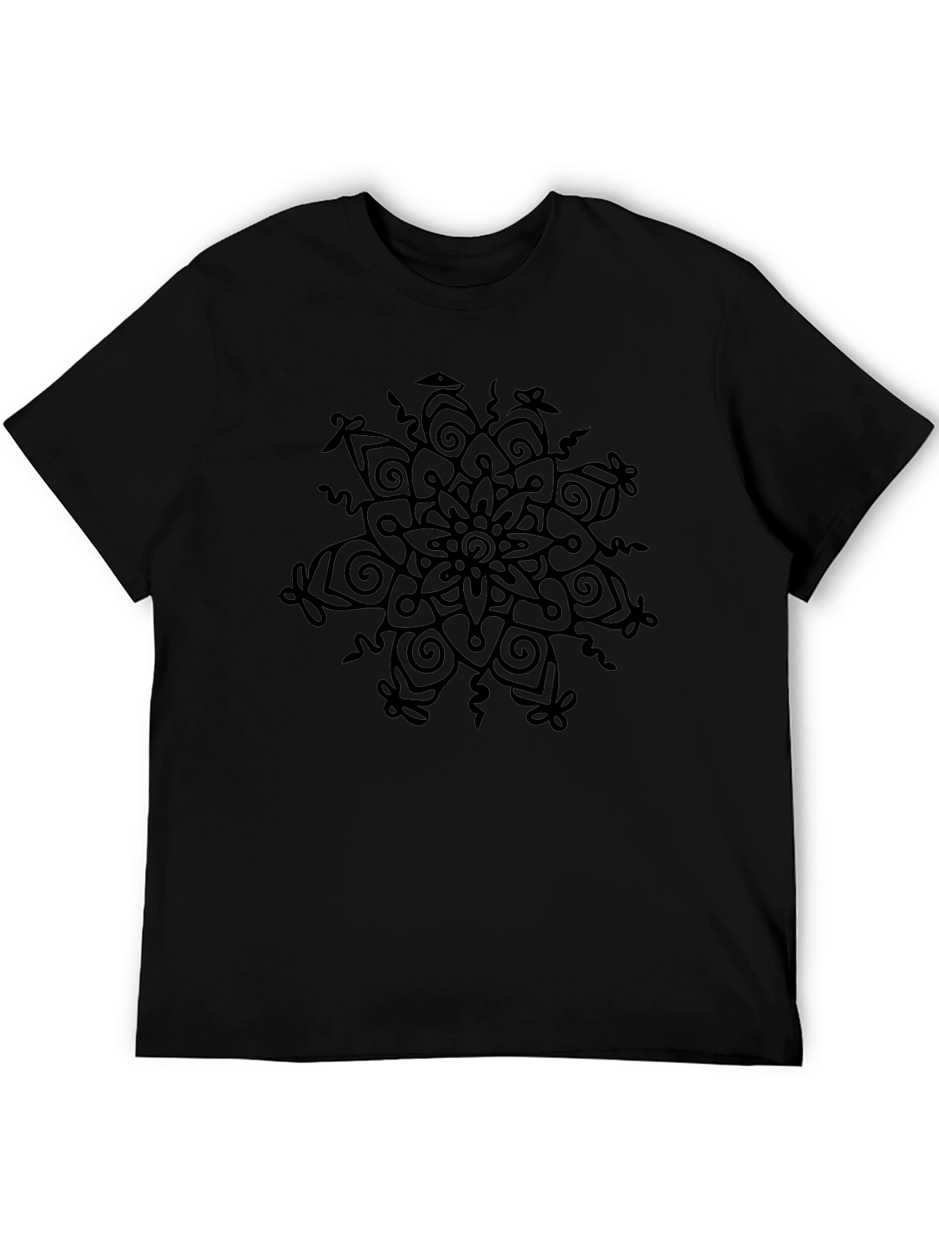 Camiseta Negra con Mandala Abstracta