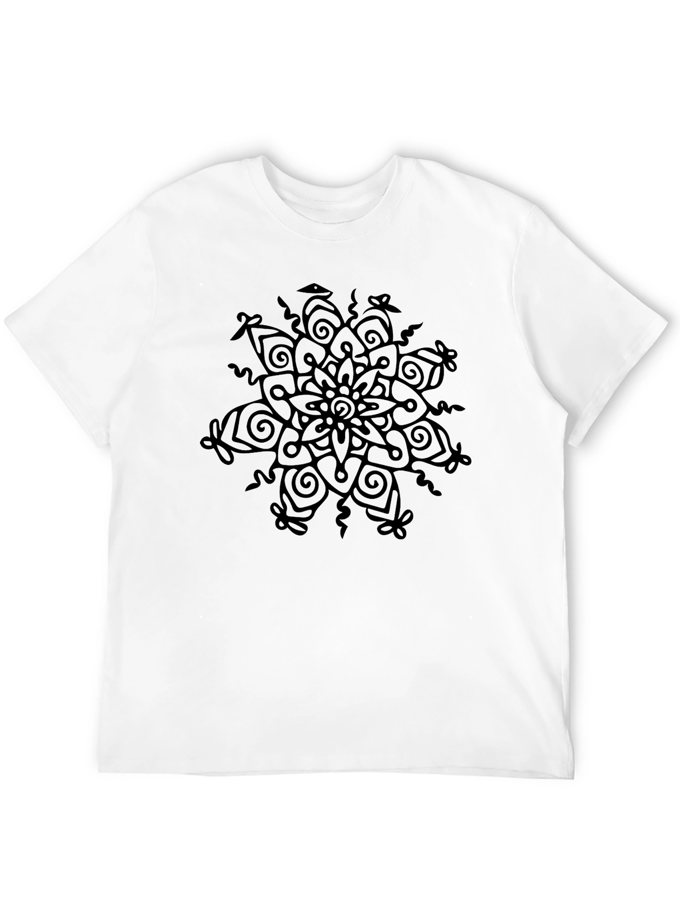 Camiseta Negra con Mandala Abstracta