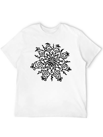 Camiseta Negra con Mandala Abstracta