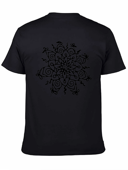 Camiseta Negra con Mandala Abstracta