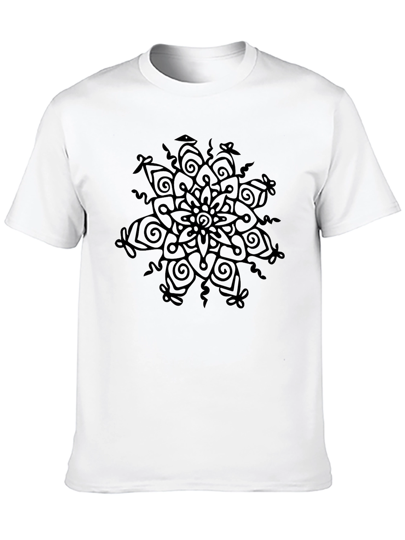 Camiseta Negra con Mandala Abstracta