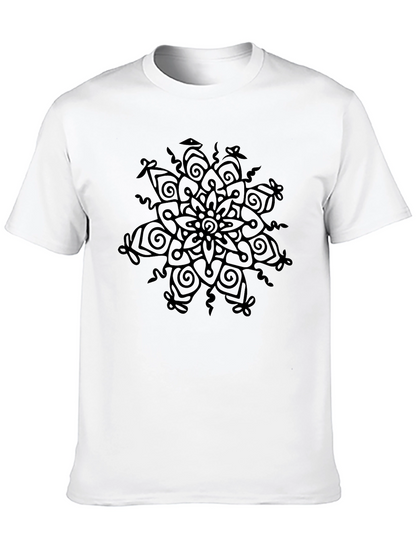Camiseta Negra con Mandala Abstracta