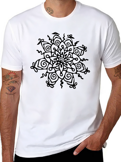 Camiseta Negra con Mandala Abstracta