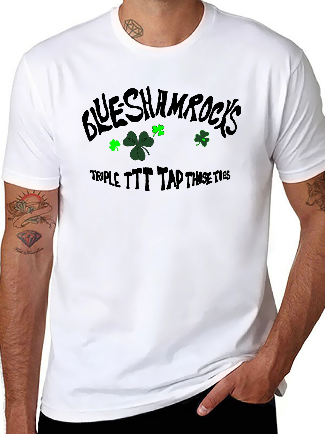 Camiseta Negra Blue Shamrocks para Hombre