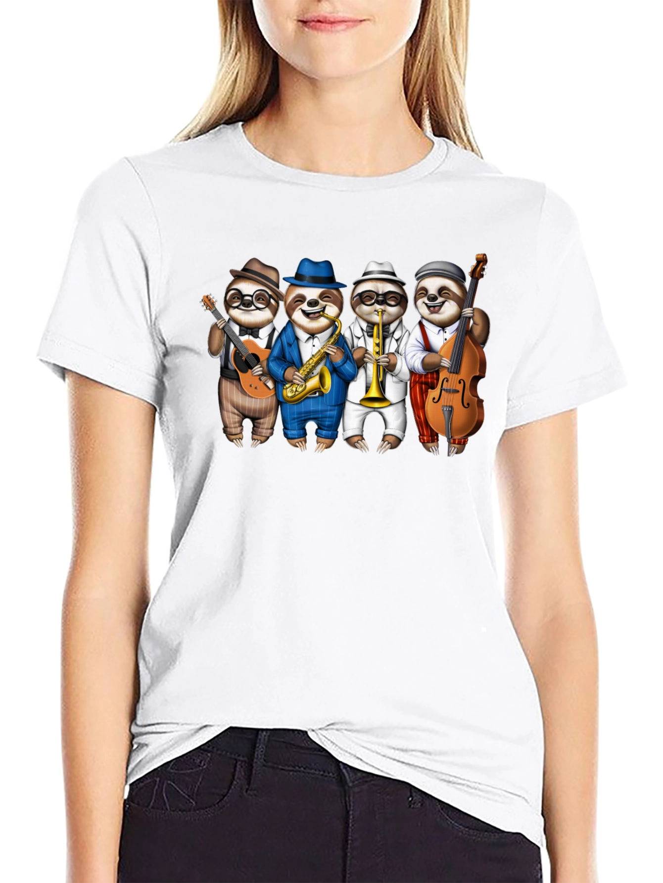 Camiseta Negra: Banda de Perezosos Músicos