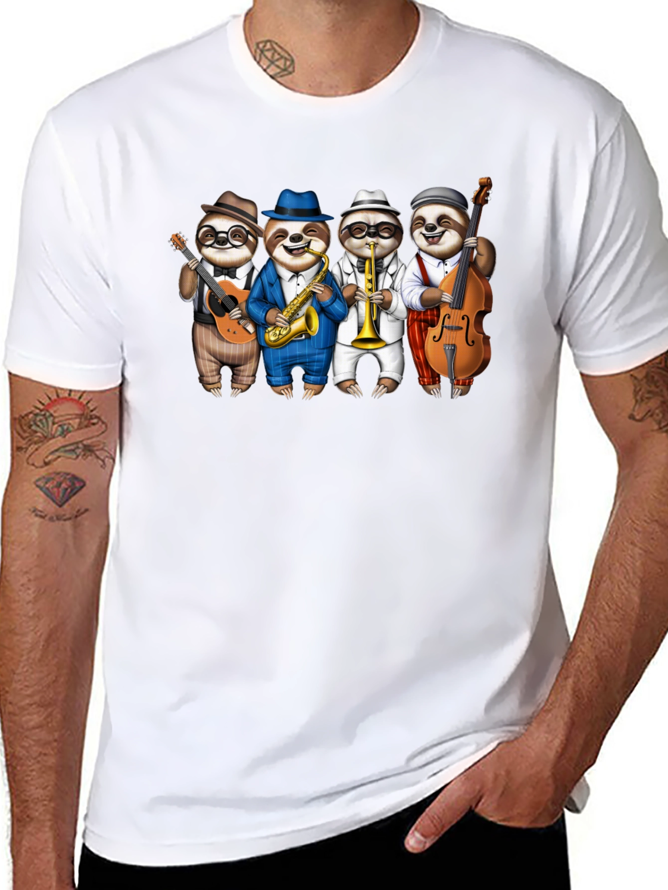 Camiseta Negra: Banda de Perezosos Músicos
