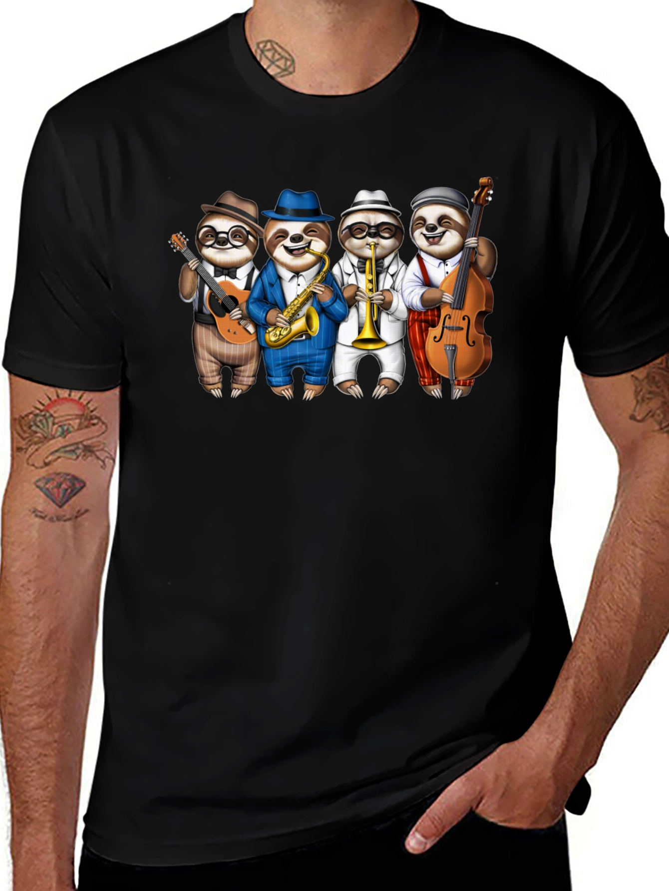 Camiseta Negra: Banda de Perezosos Músicos