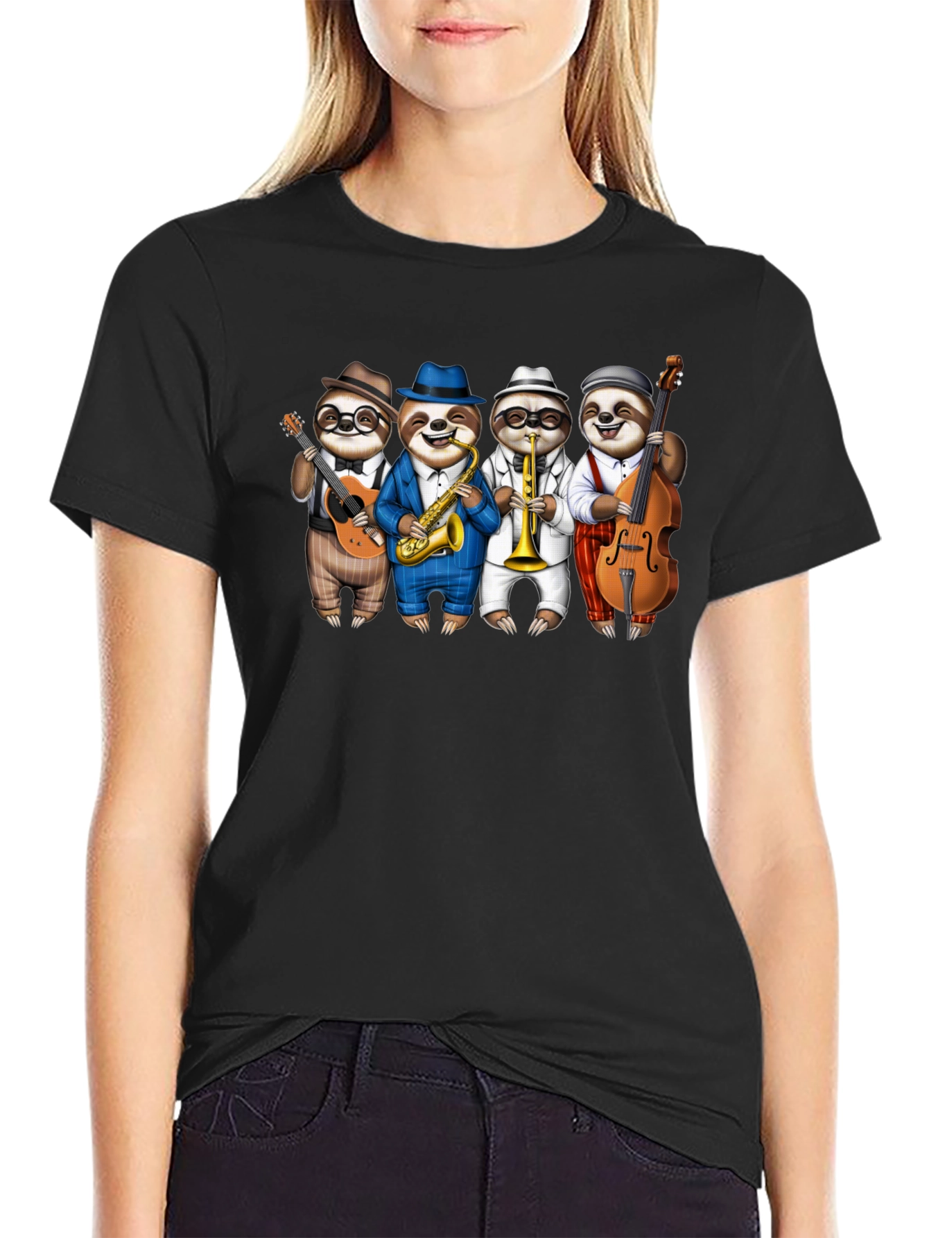 Camiseta Negra: Banda de Perezosos Músicos