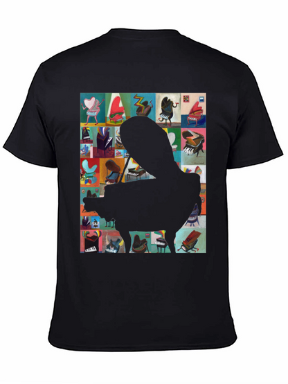 Camiseta Negra con Diseño de Piano Abstracto