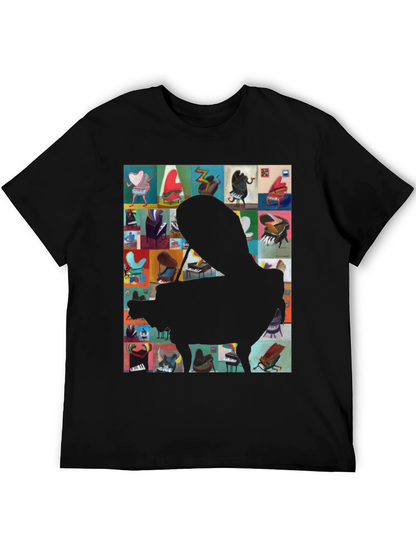 Camiseta Negra con Diseño de Piano Abstracto