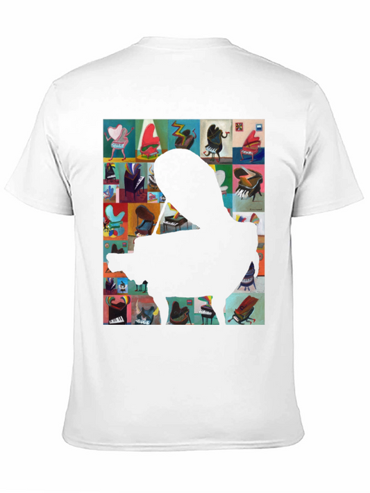 Camiseta Negra con Diseño de Piano Abstracto