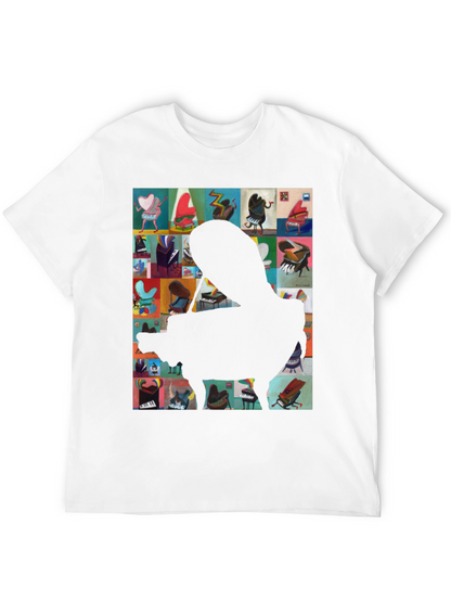 Camiseta Negra con Diseño de Piano Abstracto
