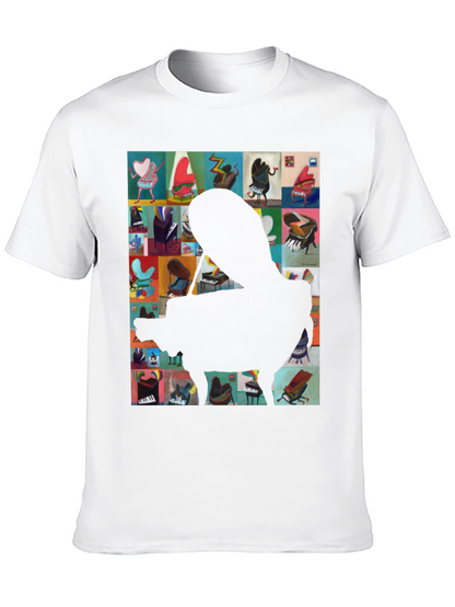 Camiseta Negra con Diseño de Piano Abstracto