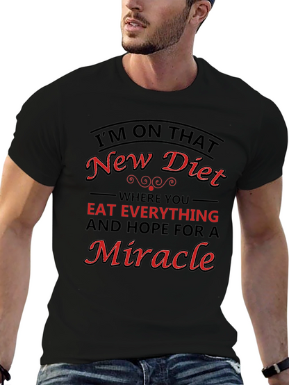 Camiseta Negra con Diseño Divertido de Dieta