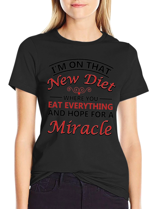 Camiseta Negra con Diseño Divertido de Dieta