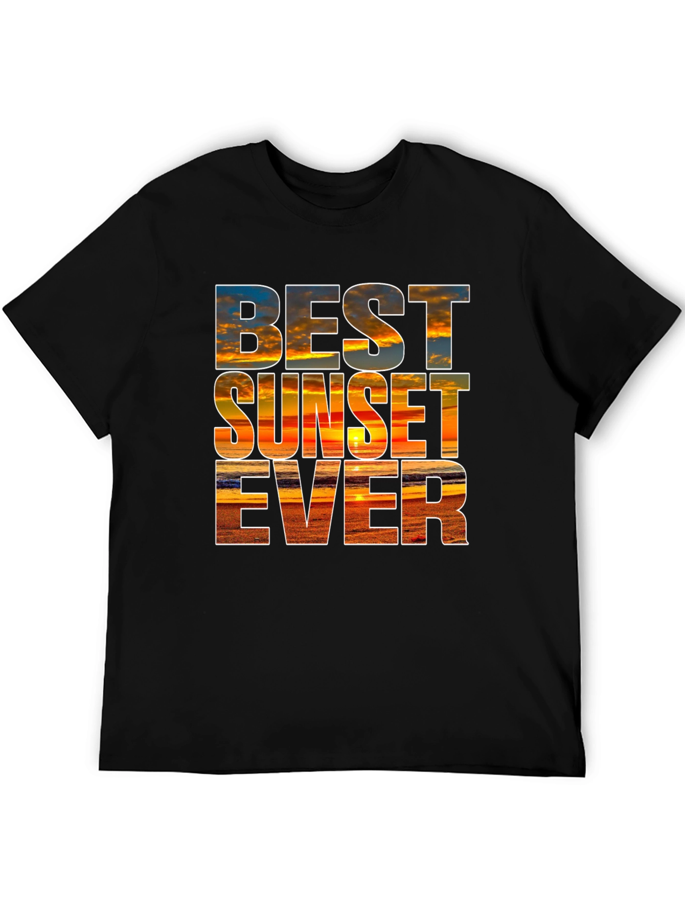 Camiseta Negra con Diseño de Atardecer - Estilo Único