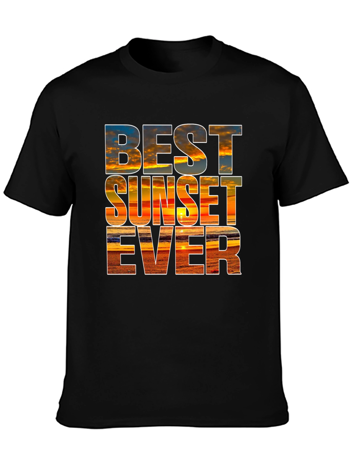 Camiseta Negra con Diseño de Atardecer - Estilo Único
