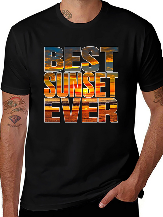 Camiseta Negra con Diseño de Atardecer - Estilo Único