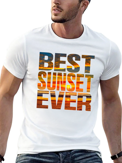 Camiseta Negra con Diseño de Atardecer - Estilo Único