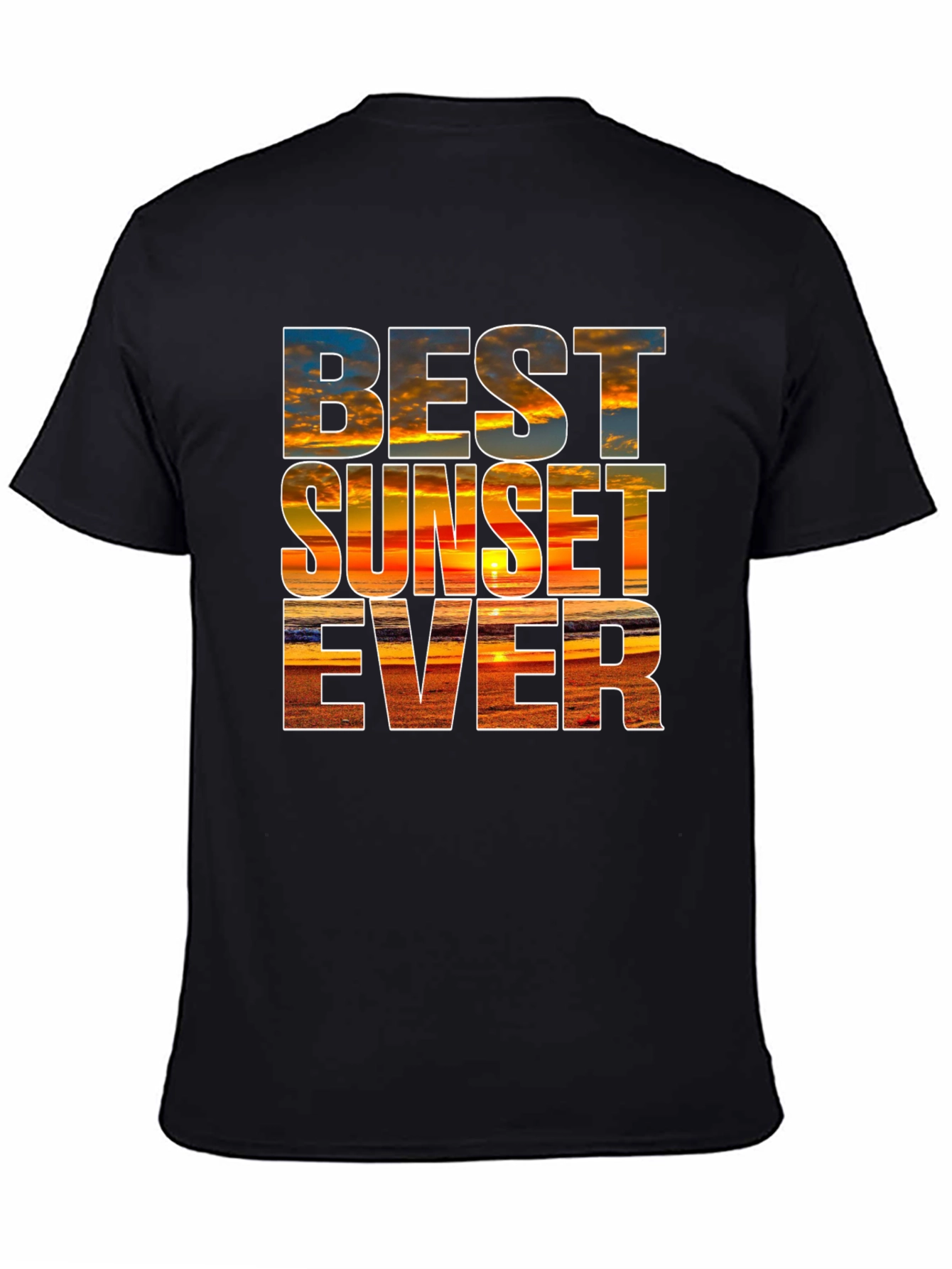 Camiseta Negra con Diseño de Atardecer - Estilo Único