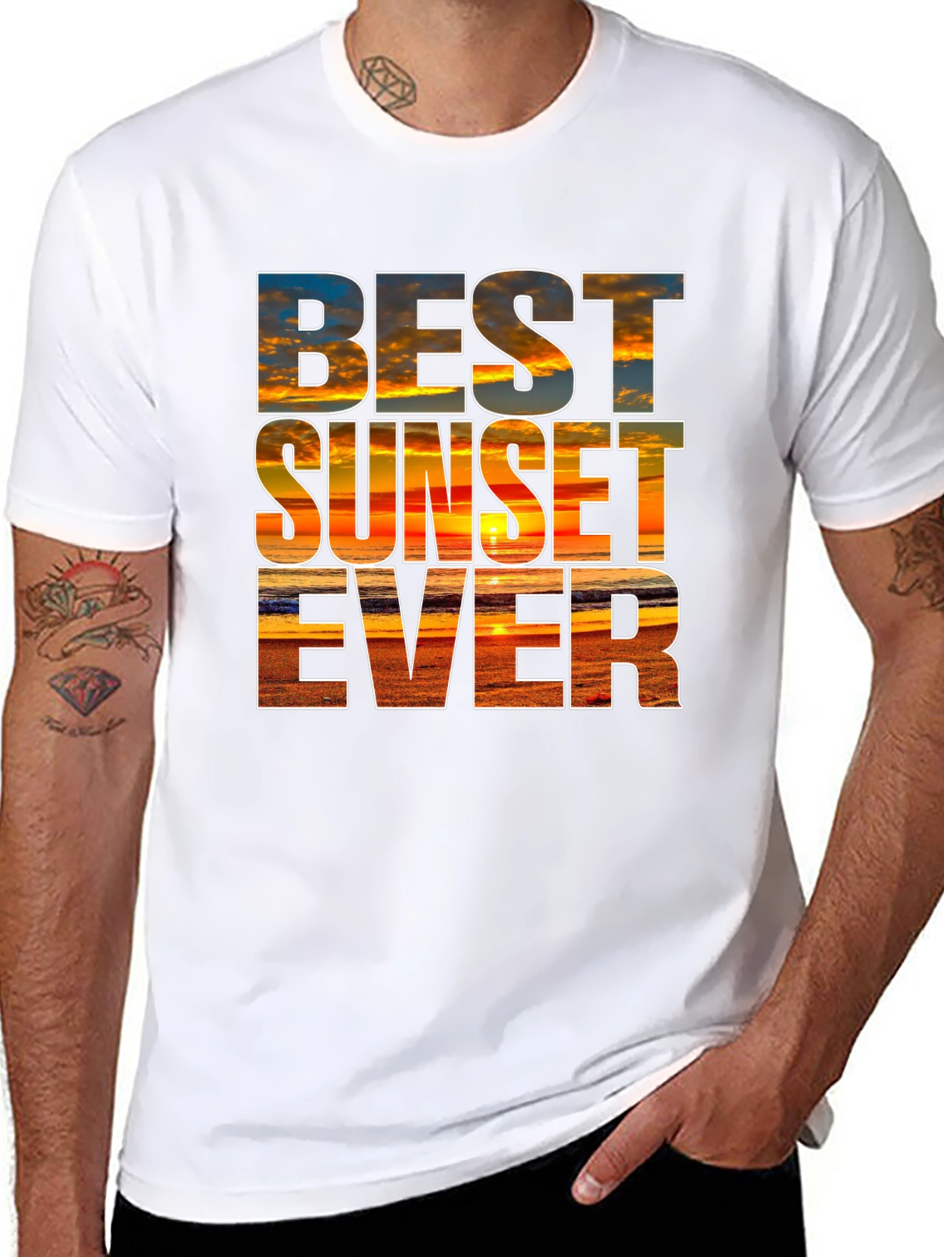 Camiseta Negra con Diseño de Atardecer - Estilo Único