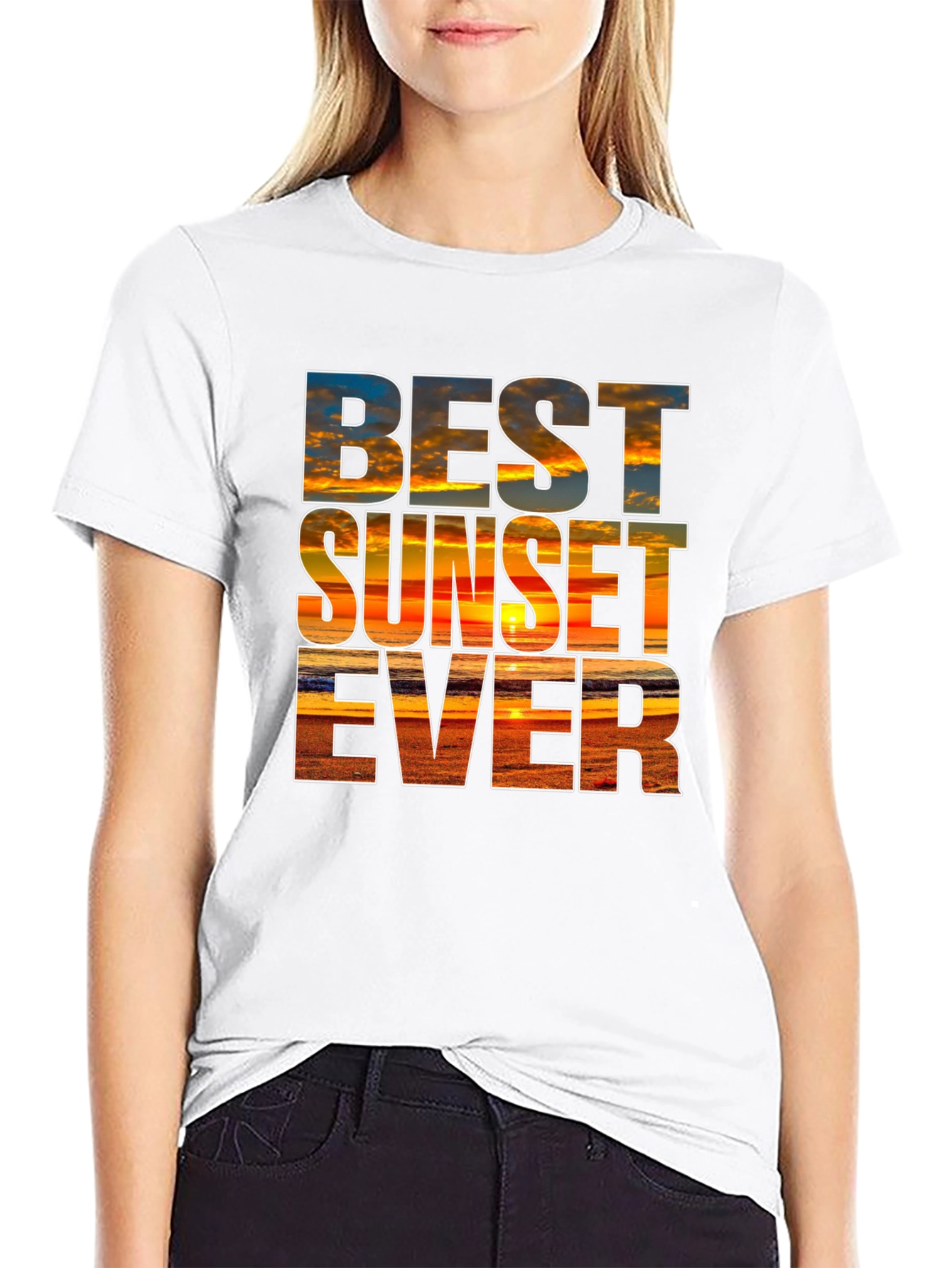 Camiseta Negra con Diseño de Atardecer - Estilo Único