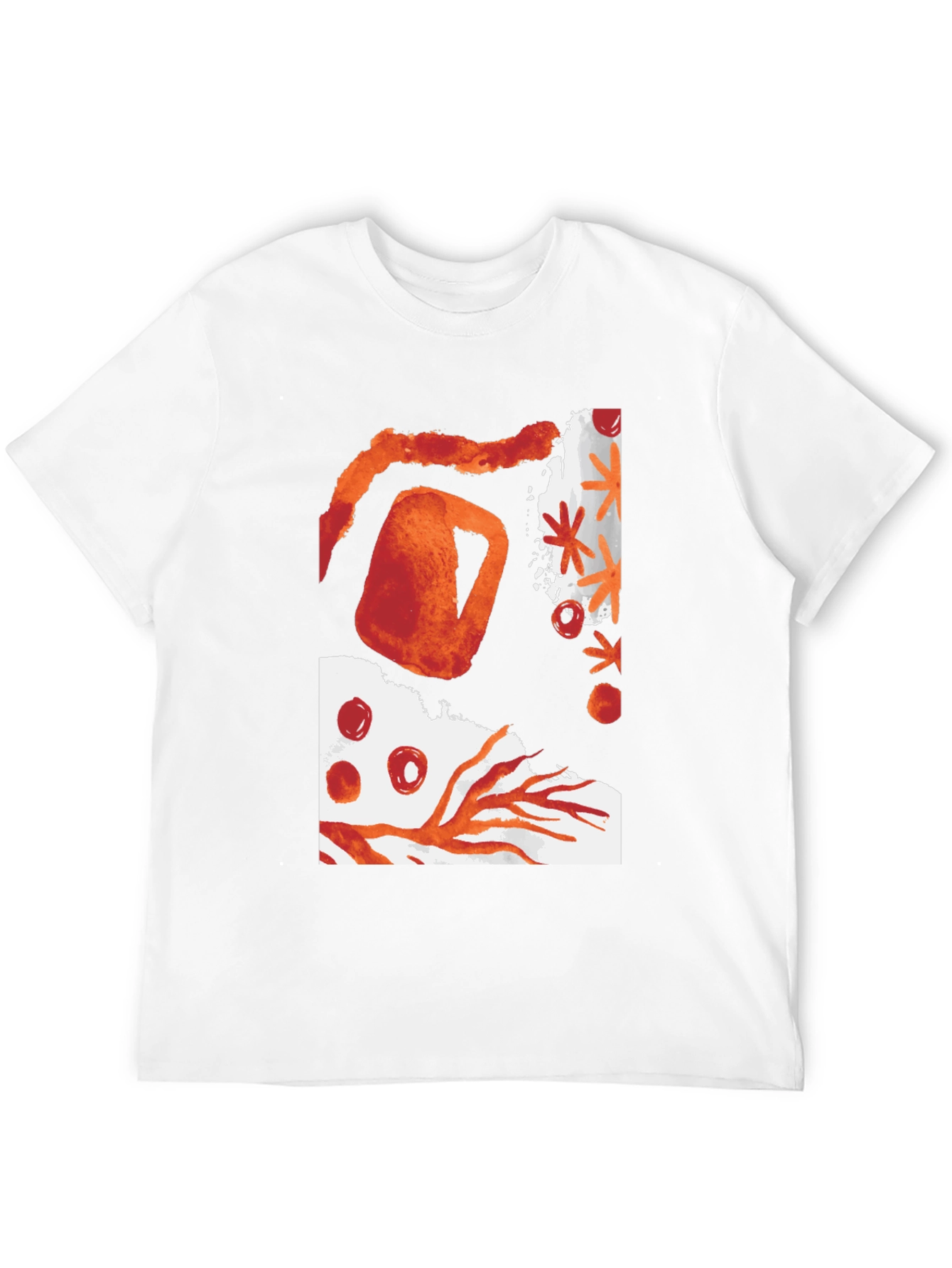 Camiseta Negra con Diseño Abstracto Naranja