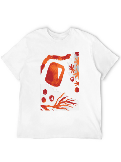 Camiseta Negra con Diseño Abstracto Naranja