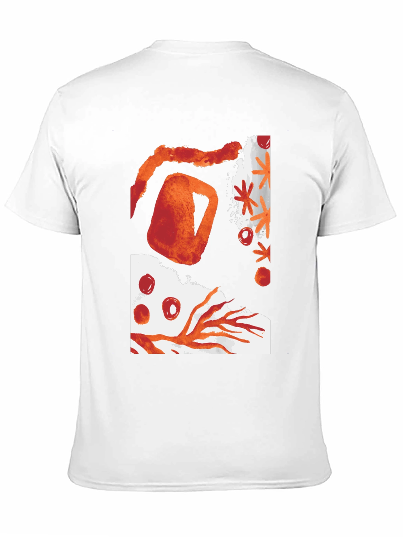 Camiseta Negra con Diseño Abstracto Naranja