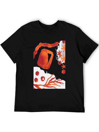 Camiseta Negra con Diseño Abstracto Naranja