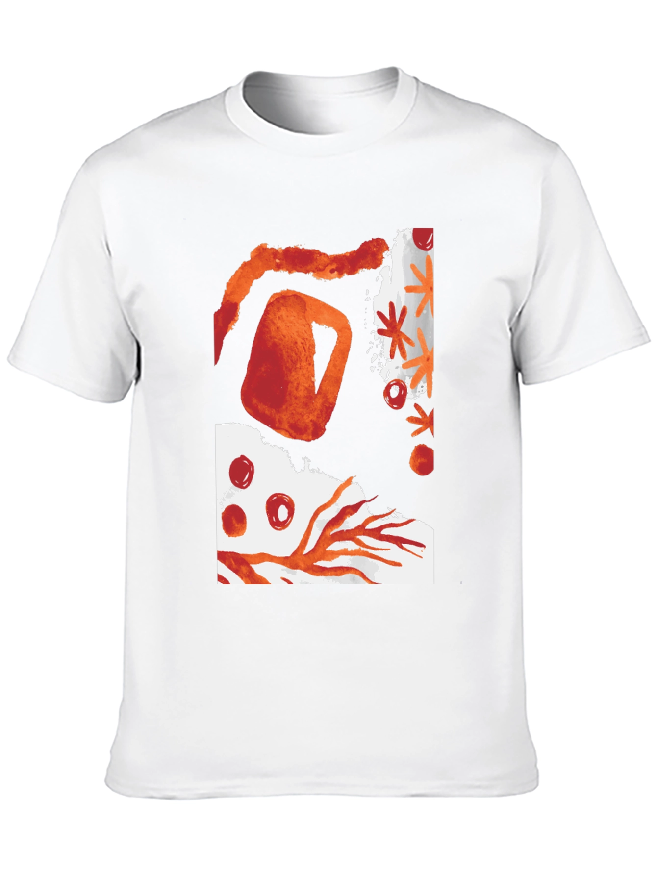 Camiseta Negra con Diseño Abstracto Naranja