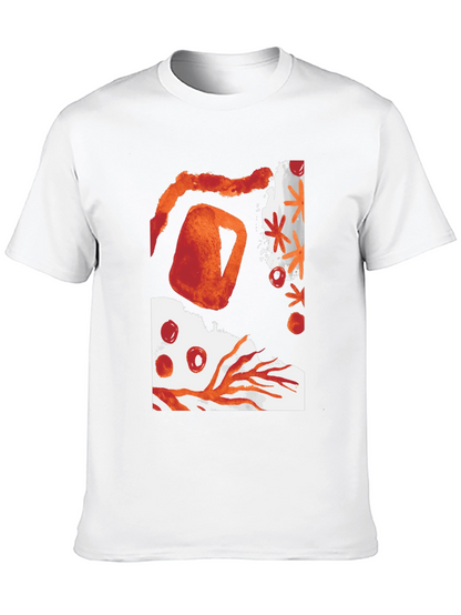 Camiseta Negra con Diseño Abstracto Naranja