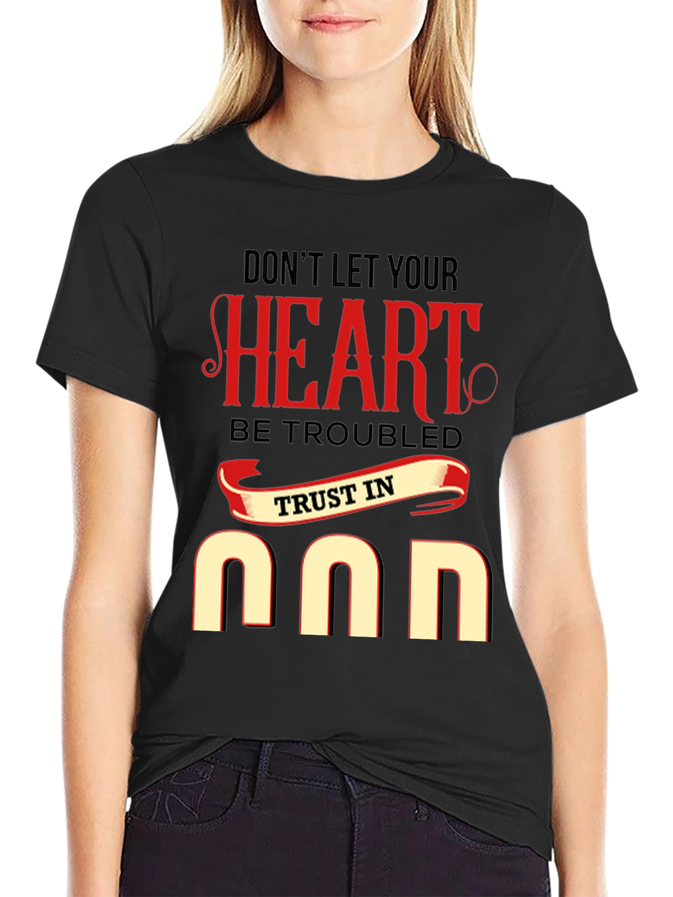 Camiseta Negra: Corazón y Confianza