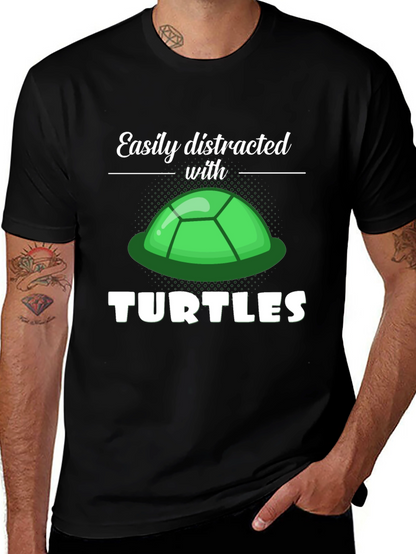 Camiseta Negra Distraído con Tortugas