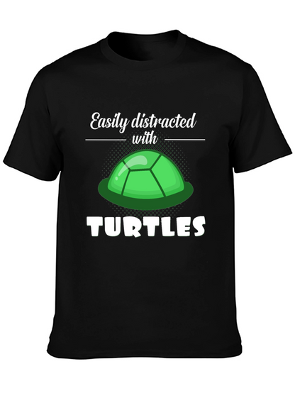 Camiseta Negra Distraído con Tortugas