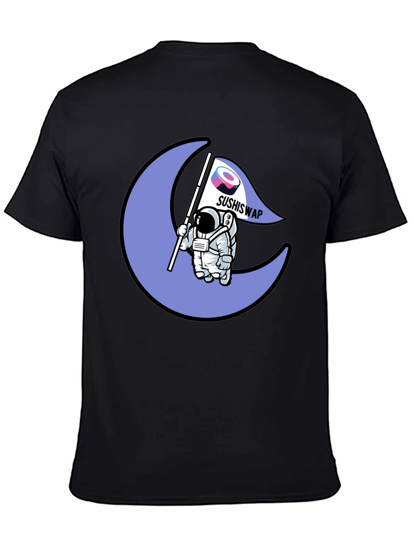 Camiseta Negra con Diseño Astronauta Sushiswap