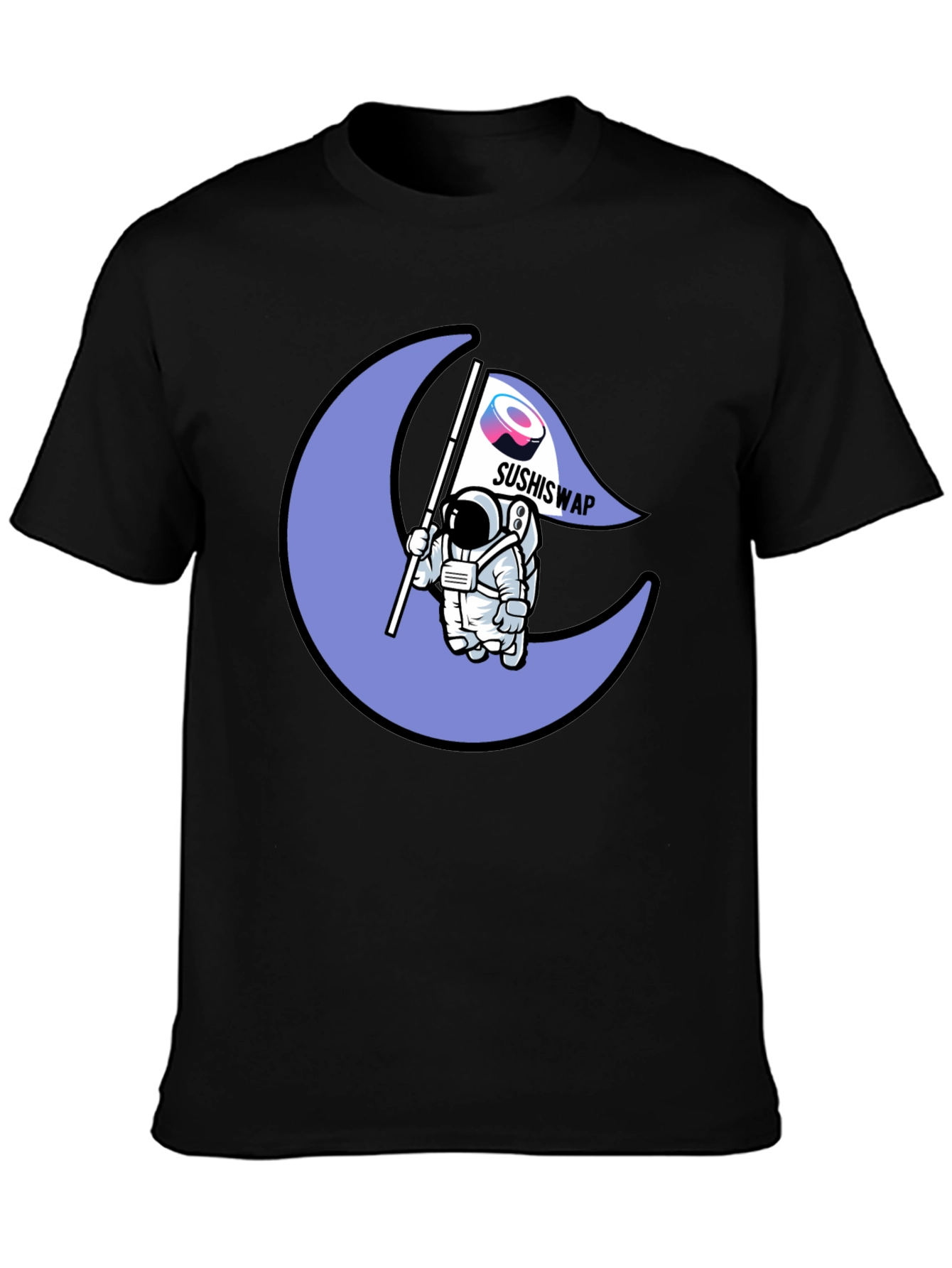 Camiseta Negra con Diseño Astronauta Sushiswap