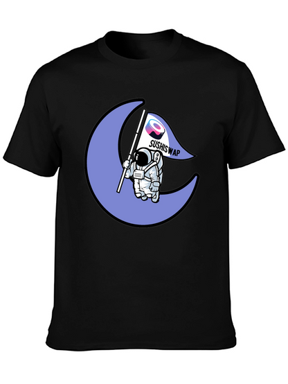 Camiseta Negra con Diseño Astronauta Sushiswap
