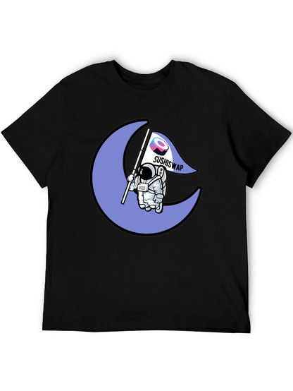 Camiseta Negra con Diseño Astronauta Sushiswap