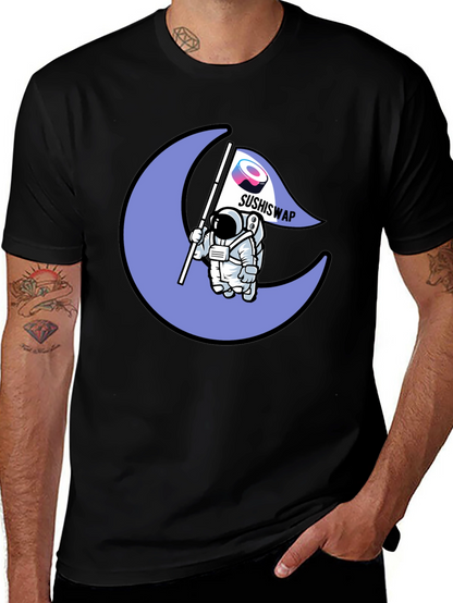 Camiseta Negra con Diseño Astronauta Sushiswap