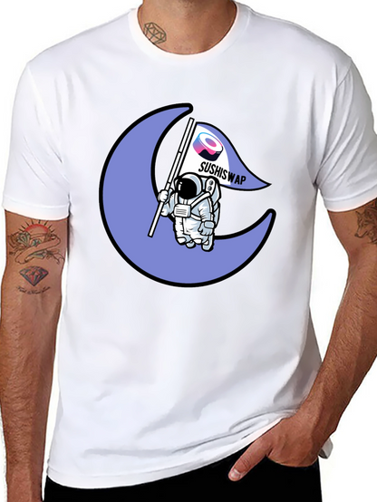 Camiseta Negra con Diseño Astronauta Sushiswap