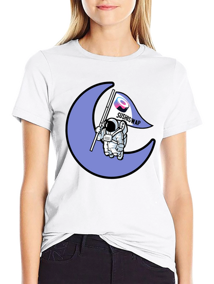 Camiseta Negra con Diseño Astronauta Sushiswap